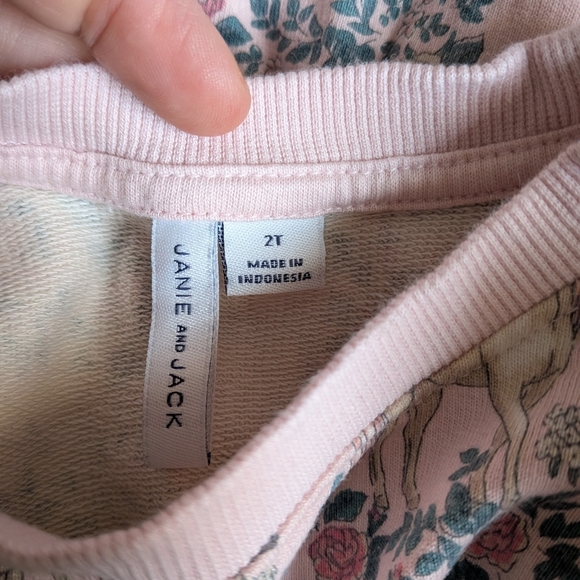 Janie and Jack Pink Floral Unicorn Sweatshirt - Picture 2 of 5